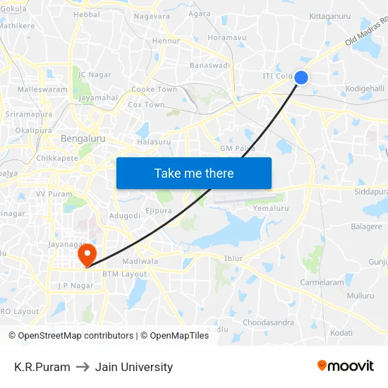 K.R.Puram to Jain University map