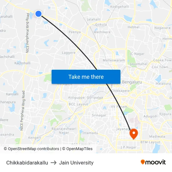Chikkabidarakallu to Jain University map