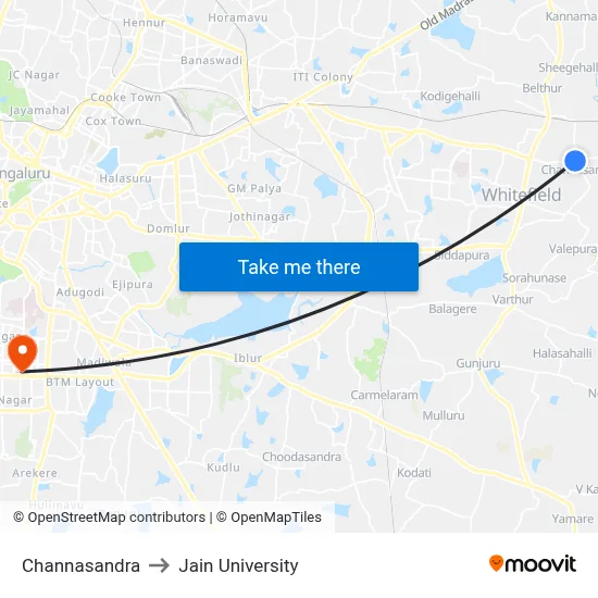 Channasandra to Jain University map