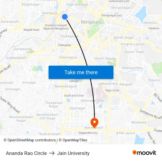 Ananda Rao Circle to Jain University map