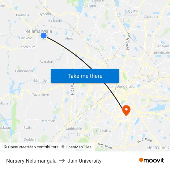 Nursery Nelamangala to Jain University map