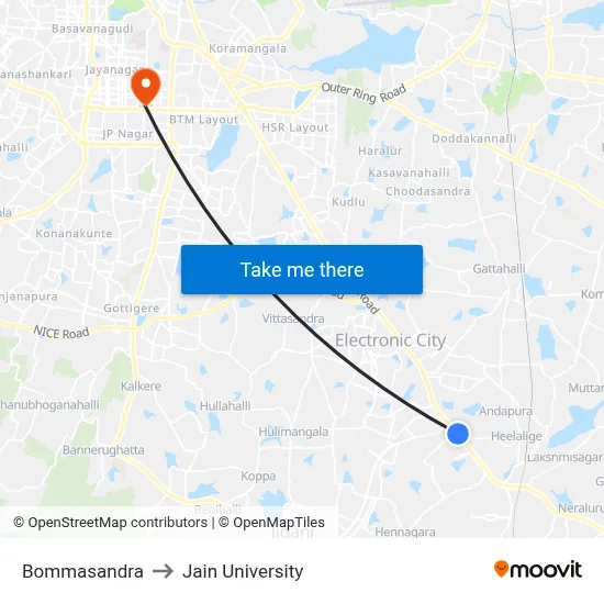 Bommasandra to Jain University map