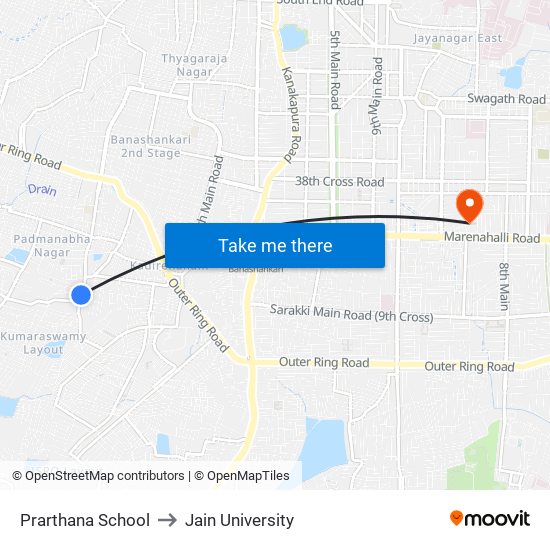 Prarthana School to Jain University map