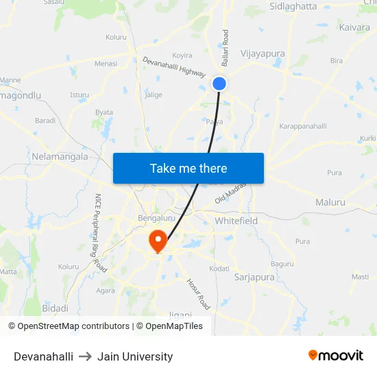 Devanahalli to Jain University map
