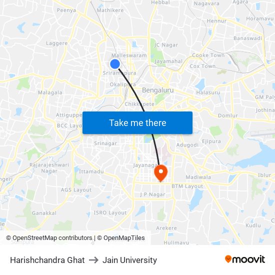 Harishchandra Ghat to Jain University map