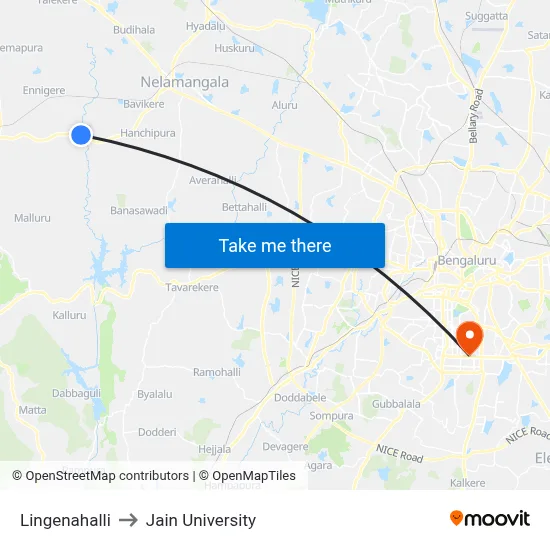 Lingenahalli to Jain University map