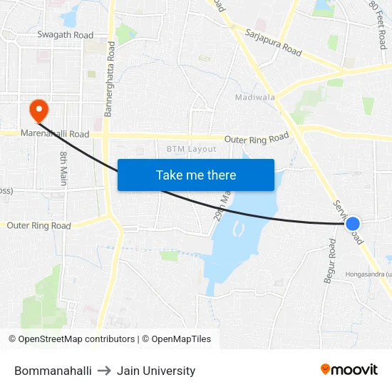 Bommanahalli to Jain University map