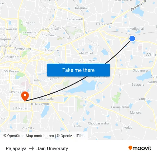 Rajapalya to Jain University map