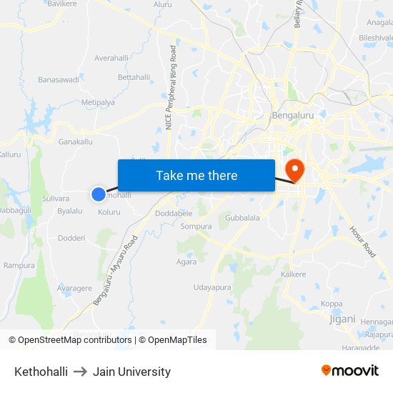 Kethohalli to Jain University map