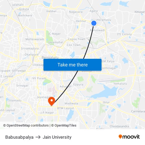 Babusabpalya to Jain University map