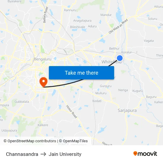 Channasandra to Jain University map