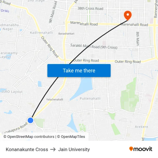 Konanakunte Cross to Jain University map