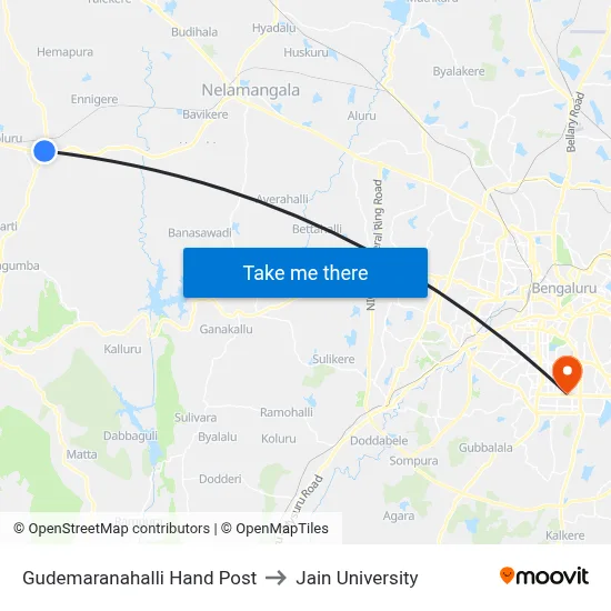 Gudemaranahalli Hand Post to Jain University map