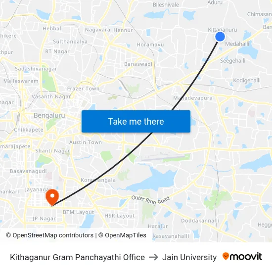 Kithaganur Gram Panchayathi Office to Jain University map