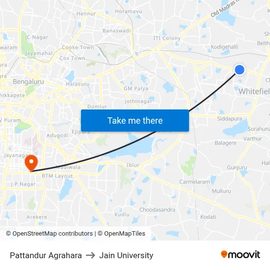 Pattandur Agrahara to Jain University map