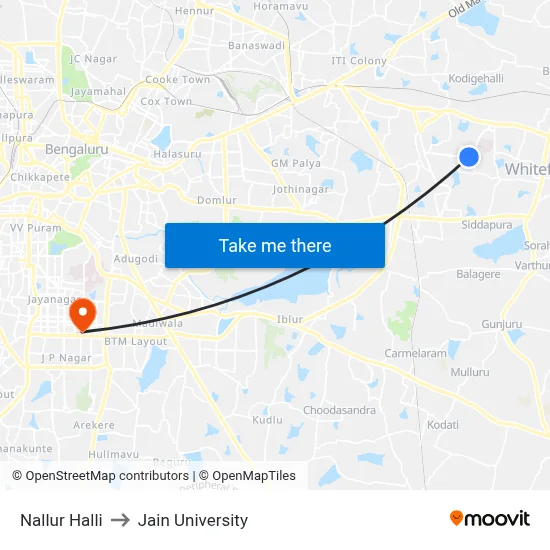 Nallur Halli to Jain University map