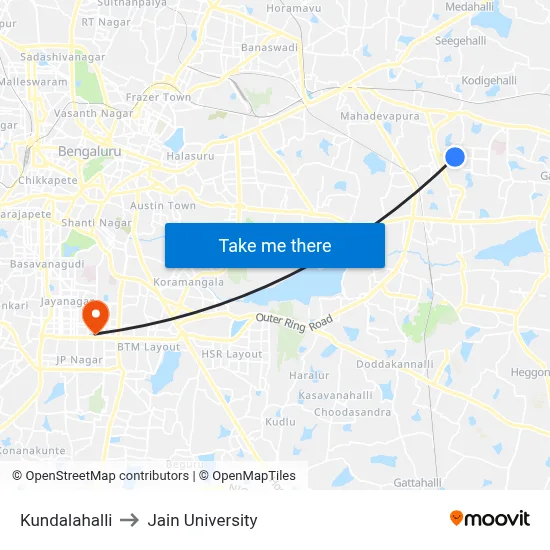 Kundalahalli to Jain University map