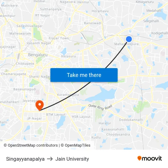 Singayyanapalya to Jain University map