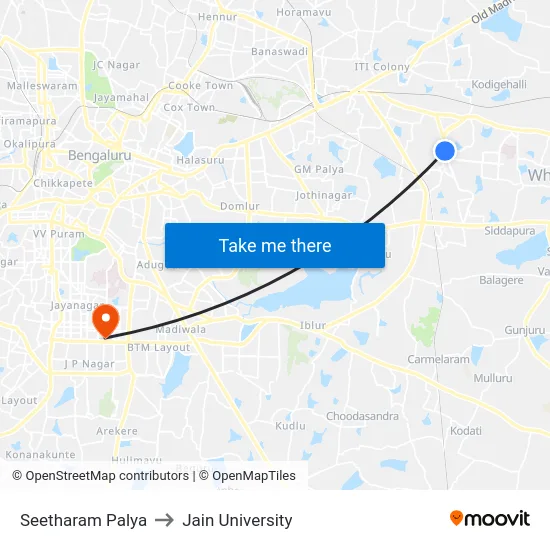 Seetharam Palya to Jain University map