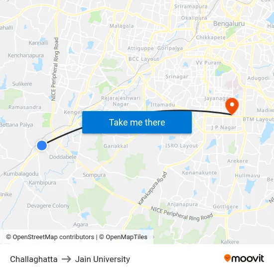 Challaghatta to Jain University map