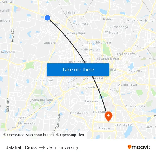 Jalahalli Cross to Jain University map
