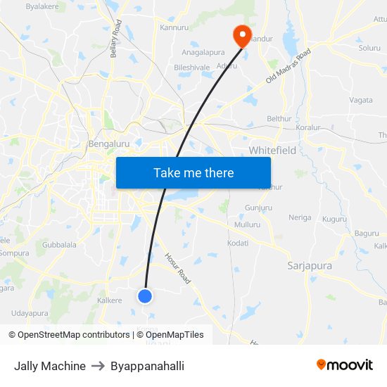 Jally Machine to Byappanahalli map