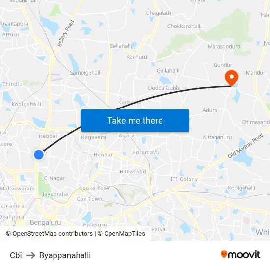 Cbi to Byappanahalli map