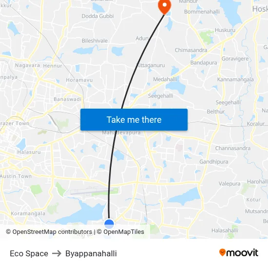 Eco Space to Byappanahalli map