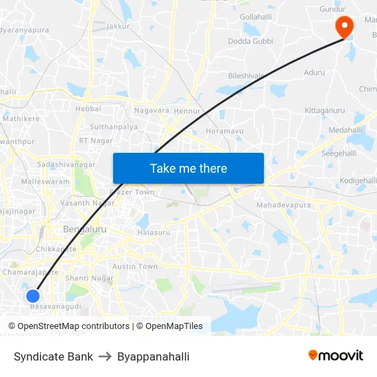 Syndicate Bank to Byappanahalli map