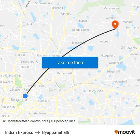 Indian Express to Byappanahalli map