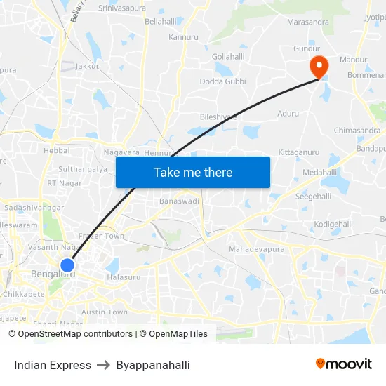 Indian Express to Byappanahalli map
