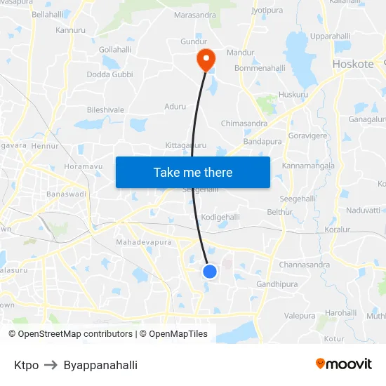 Ktpo to Byappanahalli map