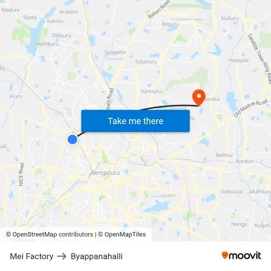 Mei Factory to Byappanahalli map