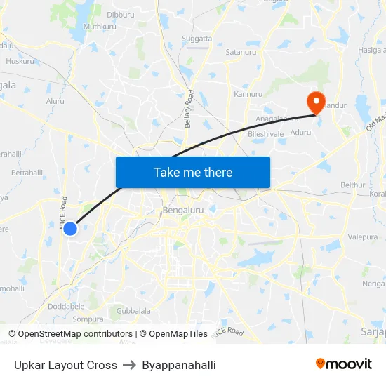 Upkar Layout Cross to Byappanahalli map