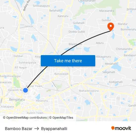 Bamboo Bazar to Byappanahalli map