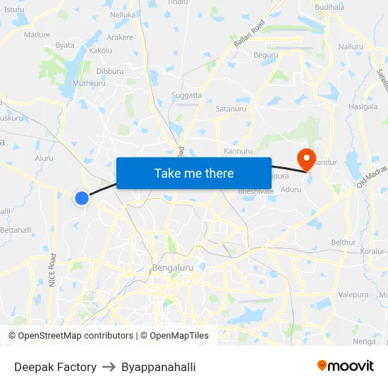 Deepak Factory to Byappanahalli map