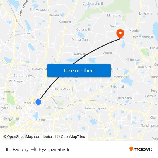 Itc Factory to Byappanahalli map