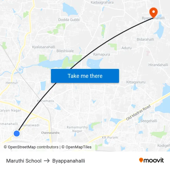 Maruthi School to Byappanahalli map