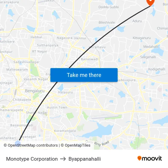 Monotype Corporation to Byappanahalli map