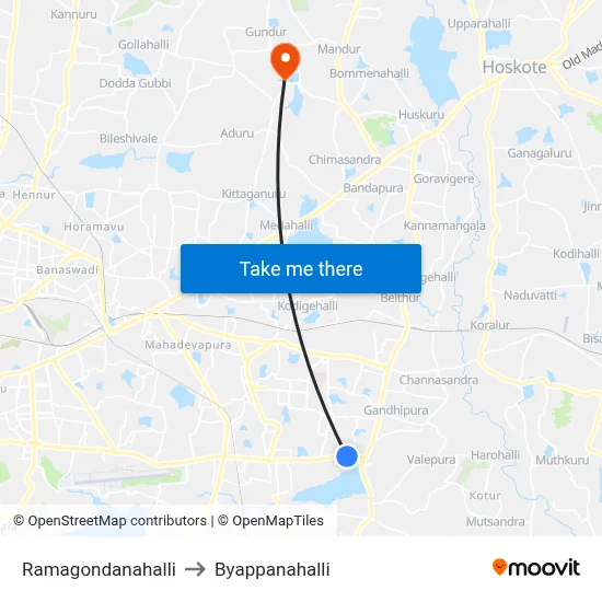 Ramagondanahalli to Byappanahalli map