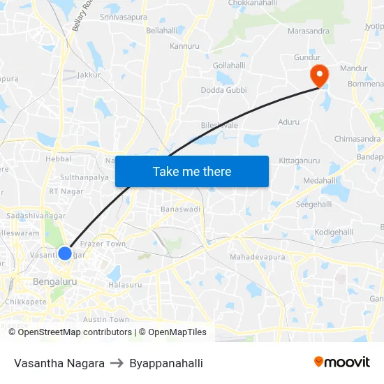 Vasantha Nagara to Byappanahalli map