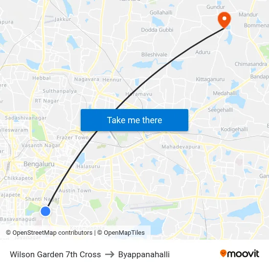 Wilson Garden 7th Cross to Byappanahalli map