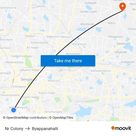 Nr Colony to Byappanahalli map