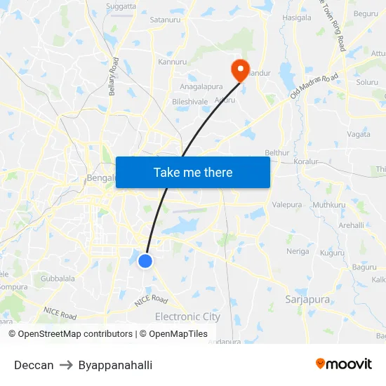 Deccan to Byappanahalli map