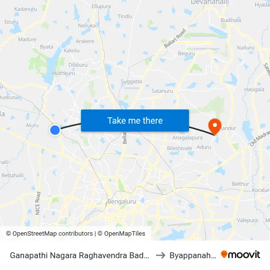 Ganapathi Nagara Raghavendra Badavane to Byappanahalli map