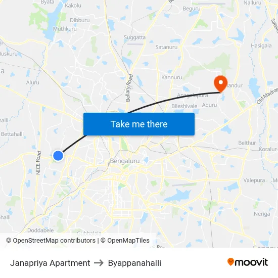 Janapriya Apartment to Byappanahalli map