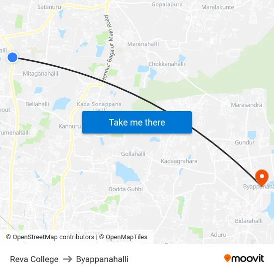 Reva College to Byappanahalli map