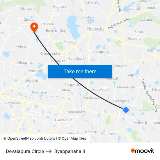 Devalapura Circle to Byappanahalli map