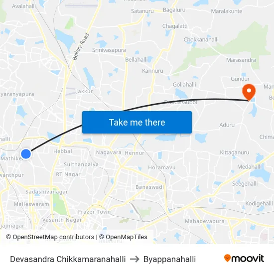 Devasandra Chikkamaranahalli to Byappanahalli map