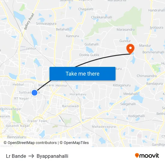 Lr Bande to Byappanahalli map